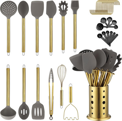 Gold Kitchen Utensils Set,  38 Pieces Non-Stick Silicone Cooking Utensils Set, S