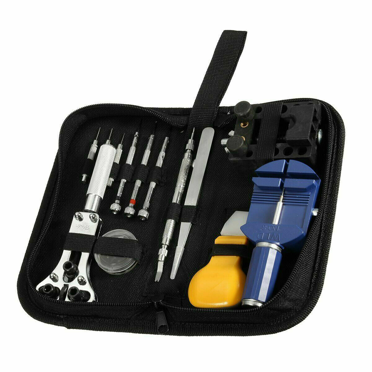 KIT PROFESIONAL PARA REPARACIÓN DE RELOJES CON COMODA BOLSA DE ALMACENAJE