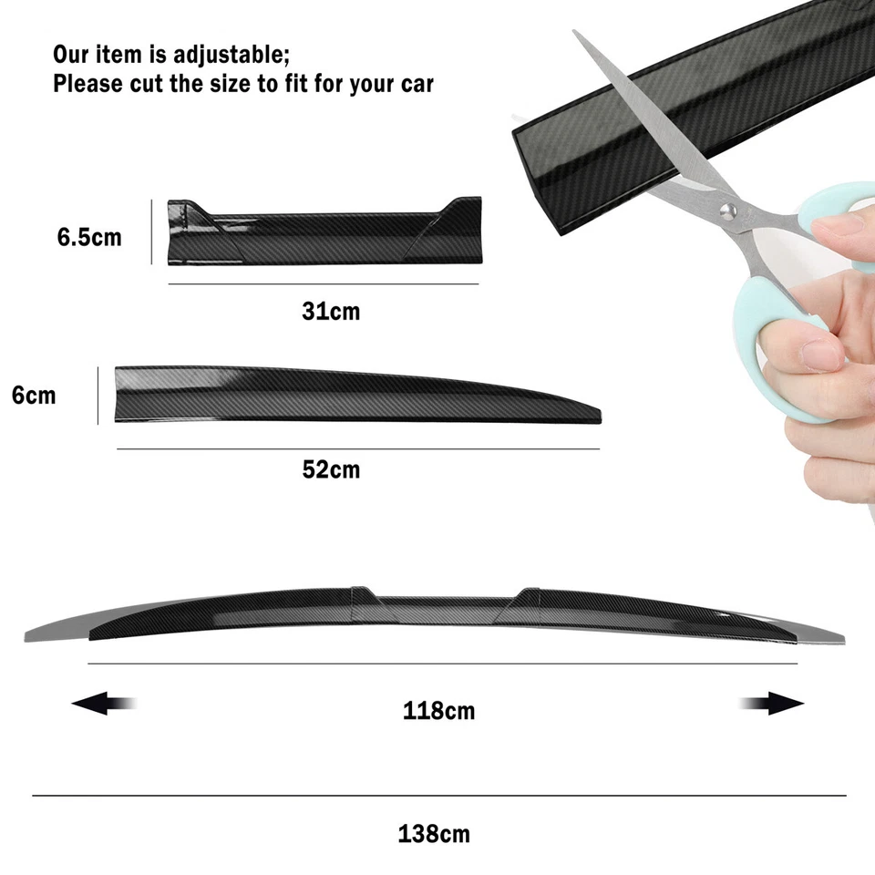 For Audi A4 A5 A6 A7 Carbon Fiber Sedan Rear Trunk Spoiler Wing Lip 135cm Adjust Foto 4 de 4