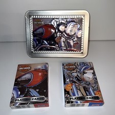 Vintage Harley Davidson Collectors Tin With Playing Cards 2 Complete Sets Cards