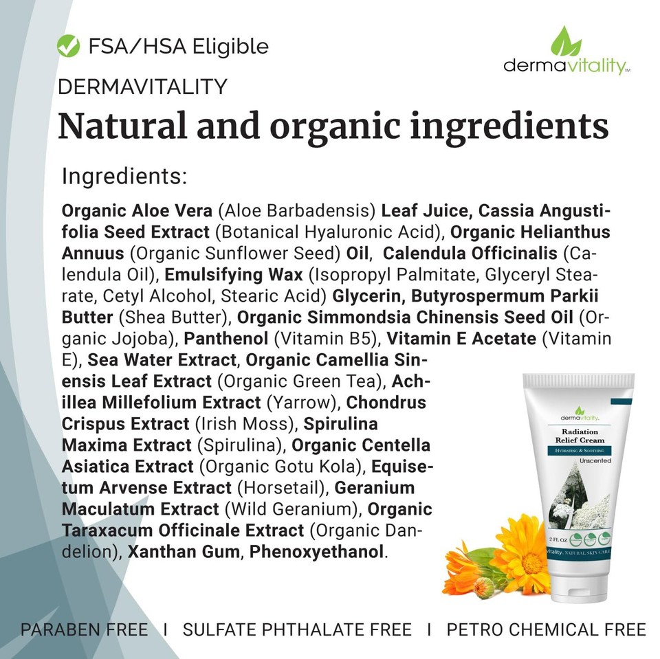 Unscented Radiation Burn Relief Cream Calendula Cream for Radiation