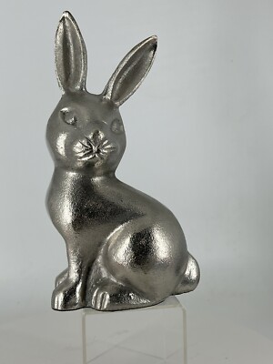 Metal Rabbit Figurine Statue EUC Home Decor Handcrafted Shiny And Texture Surfac