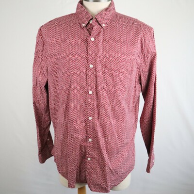 American Eagle Shirt Mens XL Seriously Soft Pocket Button Up Red Long Sleeve