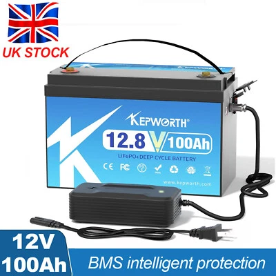 12V 100Ah LiFePO4 Lithium Battery Deep Cycle BMS for Solar RV Trolling Motor