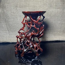 Wood display stand easel, made of Padauk, handmade sculpture, core wood, size 8"