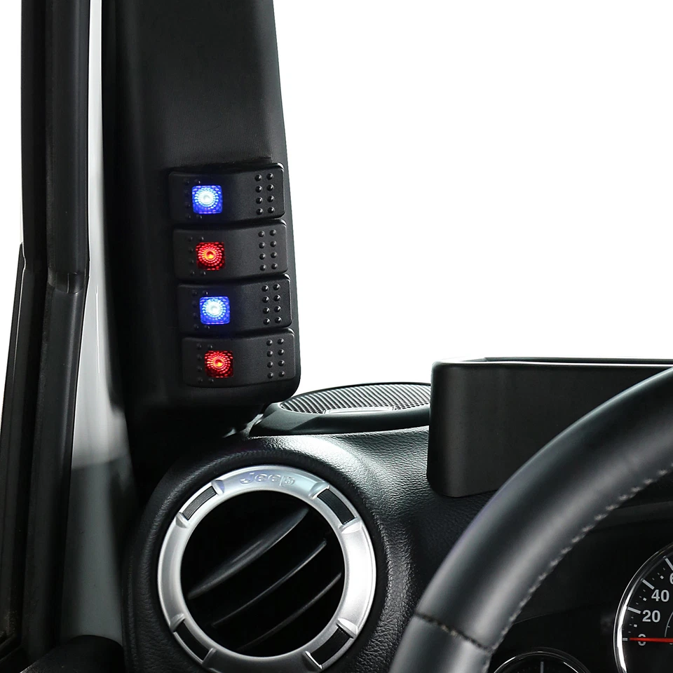 Panel de interruptor de luz Fit Jeep Wrangler JK 2011-2018 pilar A panel de interruptor + interruptor 4x Foto 3 de 4
