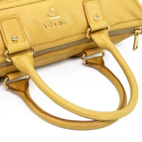 Authentic Prada 2-Way Shoulder Bag for Women, Yellow, Logo, Genuine Leather AUTH thumbnail 12