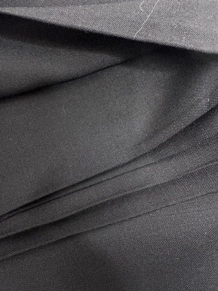 Vintage Black Solid Rayon Polyester Fabric 5.75 Yards 42" Wide Unbranded Yardage - Image 2 of 3