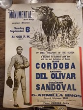 Affiche ancienne tauromachie Plaza Monumental Bull Ring à Juarez Mexique 17,5x23