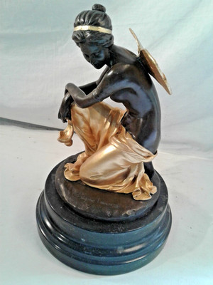 Fee,Psyche,Eugene Laurent,Bronze Skulptur,Gold-Edition,signiert,6,9kg,H29