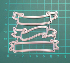 3 Pc Banners Metal Cutting Dies  / Sentiment, Names Card Die Cutter Set