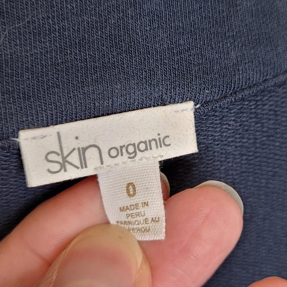 Chaqueta envolvente de salón con cinturón orgánica de piel en todo el mundo XS/0 azul marino Foto 4 de 4