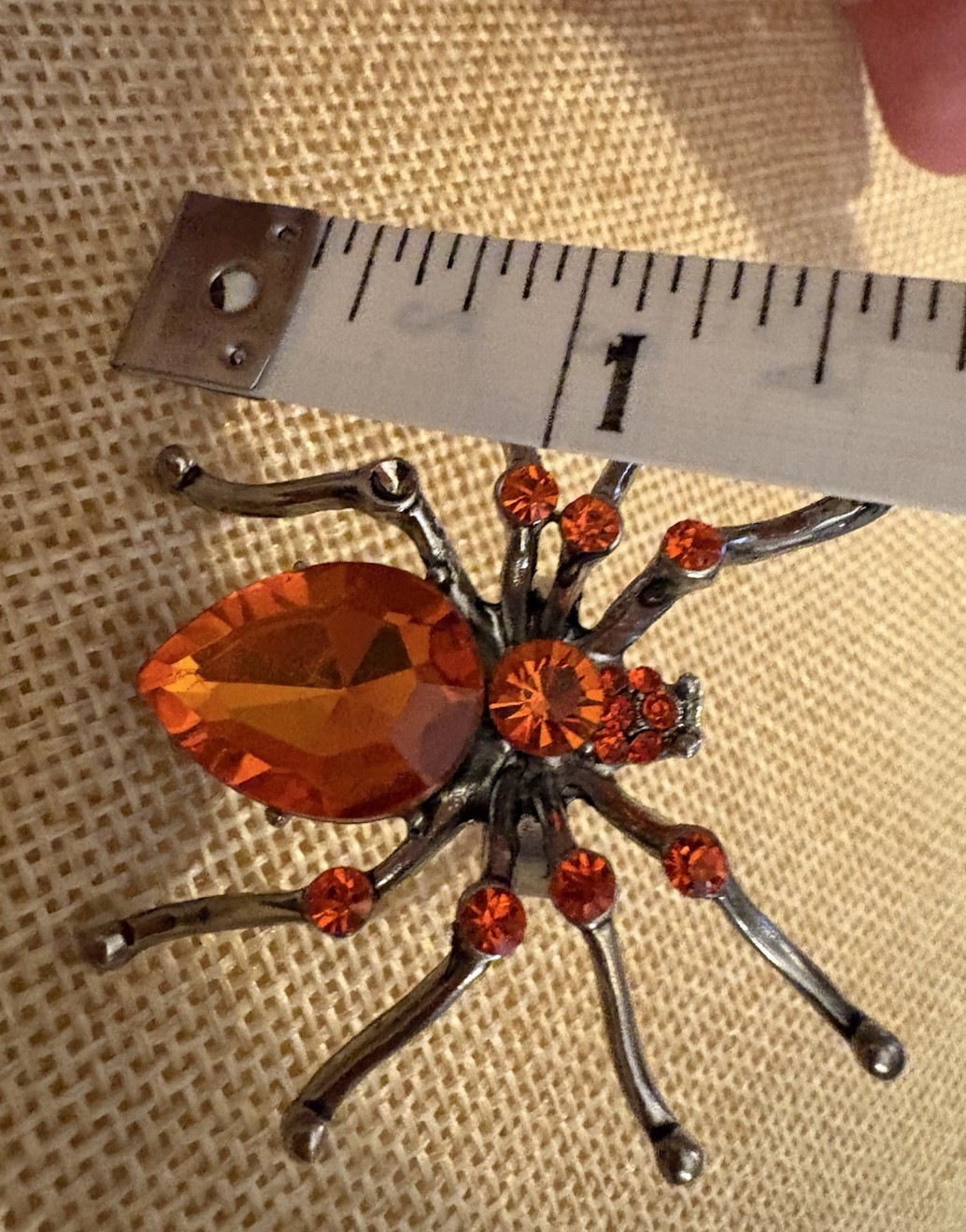 Large Spider Ring Orange Rhinestone Statement Adj… - image 3