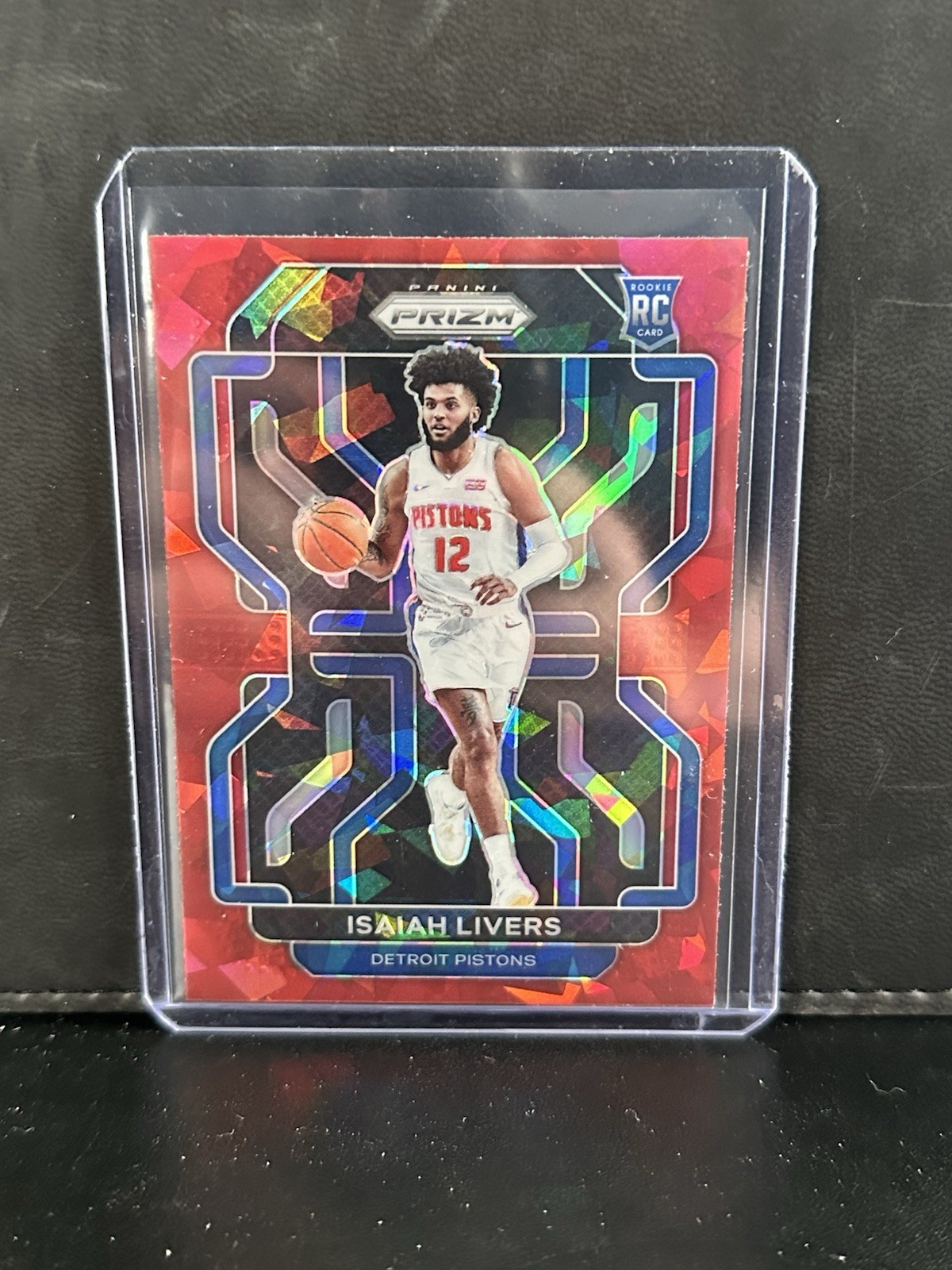 2021-22 Prizm Isaiah Livers Red Cracked Ice Rookie Refractor SP RC #296 Wizards