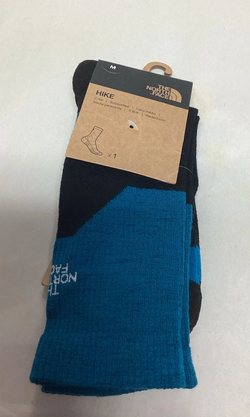 The North Face Men's Black Teal Wool Athletic Hiking Socks Size Medium- Free S&H