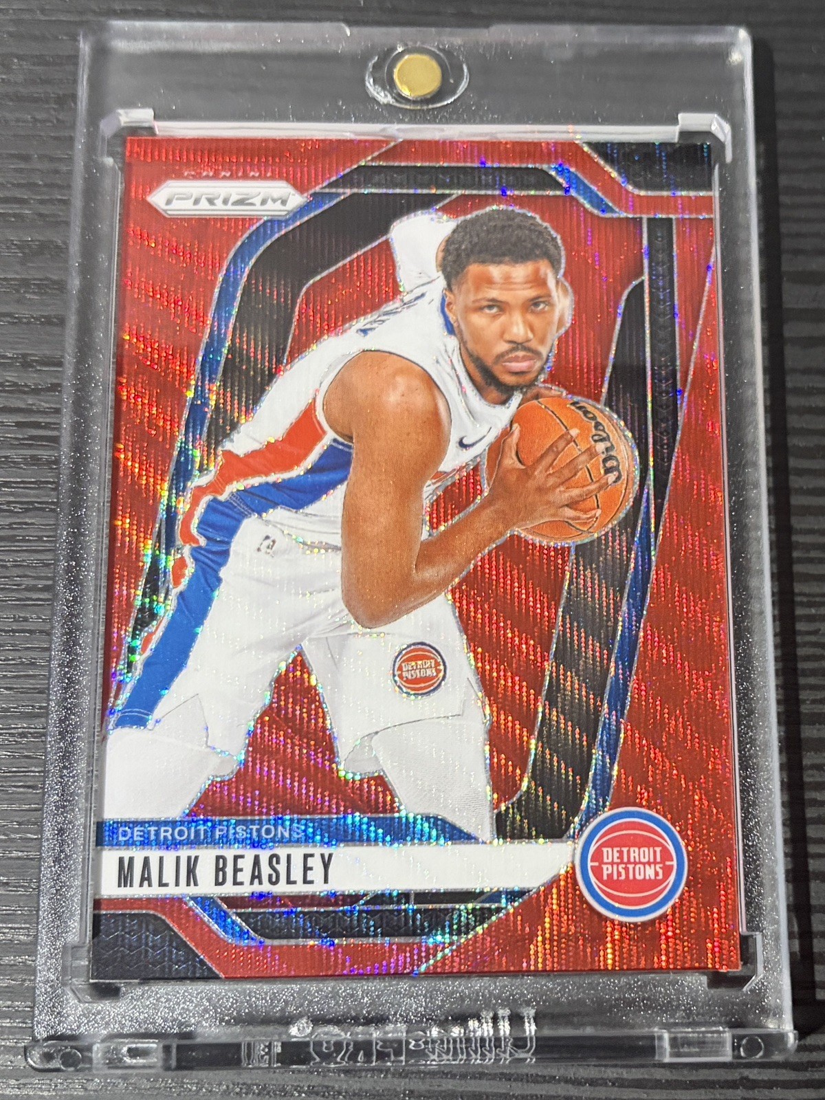 2024-25 Prizm Malik Beasley Red Ruby Wave #211 Pistons
