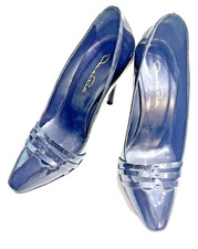 OSCAR DE LA RENTA PATENT BLACK LEATHER PUMPS HEELS WOMENS DESIGNER 10.5