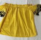 French Connection Off The Shoulder Top Yellow With Navy/yellow Lace Trim Size 14