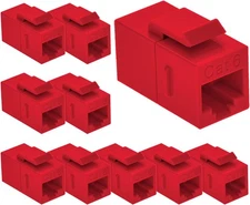 Beszin Cat.6 RJ45 Inline Coupler Keystone Latch 50-Micron Gold Plated (10-Pack)