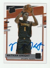 Nathan Knight Signed 2020-21 Panini Clearly Donruss RC Card Auto #91 Hawks COA