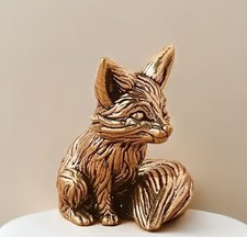 Vintage Brass Fox Figurine, Miniature Fox Statue