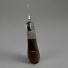 Vintage C.A.Myers CO Heavy Duty Leather Tool Wood Handle Screw Top storage