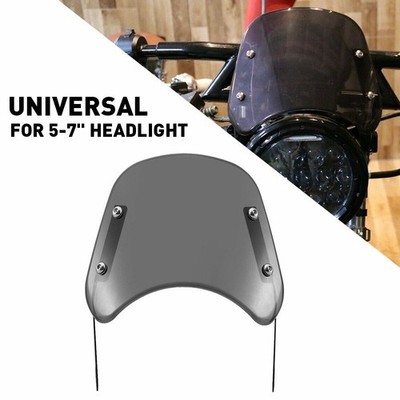 Universal Motorcycle Headlight Fairing Windshield Windscreen 5-7'' Round For YMH