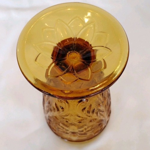 Vintage Indiana Glass Amber Tiara Sandwich Glass Iced Tea/Water Footed Glass - Picture 6 of 7
