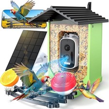 AI Identify Smart Bird Feeder w/Camera, 2K HD, w/ Solar Power, Live View, Green