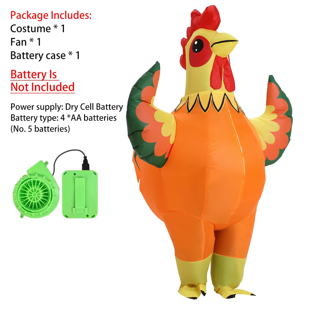 Disfraz Inflable Gallo Pollo Elegante Vestido de Fiesta Cumpleaños Conjunto Talla Adulto