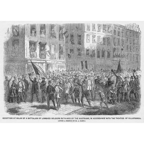 MILAN Lombard Soldiers Returned by the Austrians - Antique Print 1859