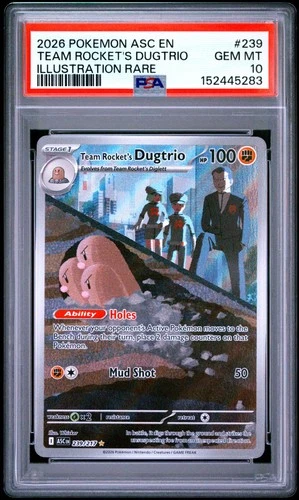 2026 POKEMON ASCENDED HEROES ILLUSTRATION RARE #239 TEAM ROCKET'S DUGTRIO PSA 10