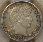 1902 Barber Quarter 25c PCGS Certified AU58