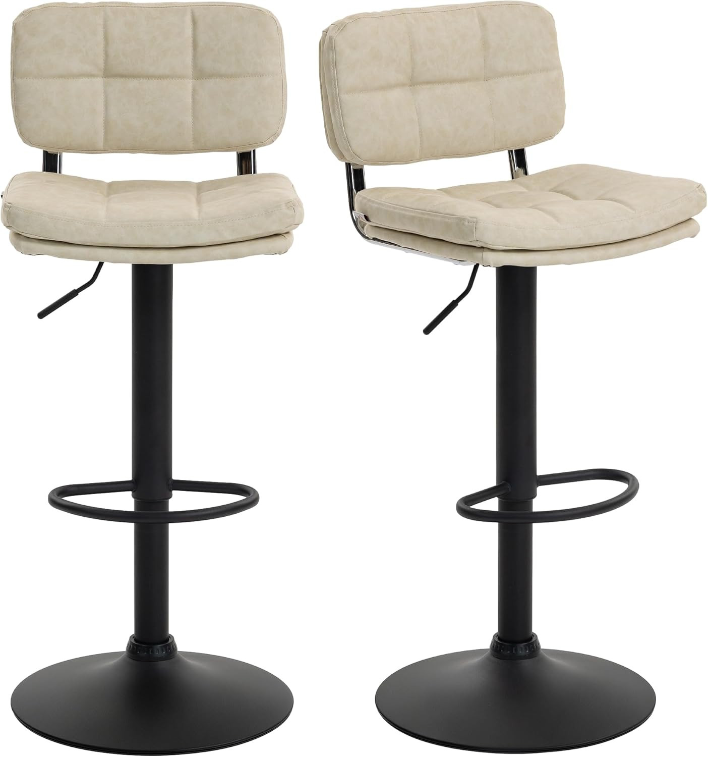 Tabouret de bar pivotant et réglable au style vintage avec repose-pied confortable