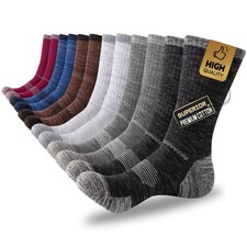 Mens Cotton Crew Work Socks 6 Pairs Moisture Wicking Cushioned Boot Athletic ...