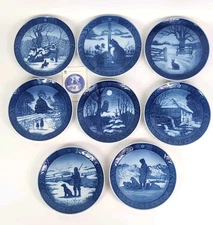 70s LOT of 8 Royal Copenhagen Christmas Plates 1967, 70, 71, 73, 74, 76, 77, 78