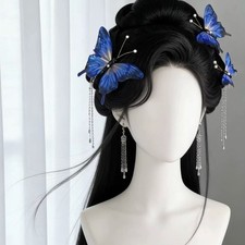 New Alloy Butterfly Hair Clip Blue Chinese Style Hanfu Hair Accessory 3PC