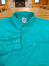 CINCH Men's L Button Down Long Sleeve Western Shirt Turquoise Blue Cowboy Rodeo