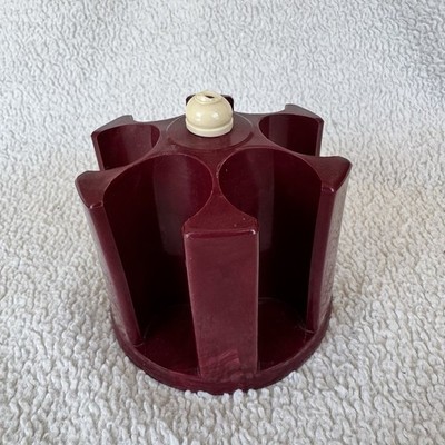 Vintage Mid-century Sewing Thread Small Spool Holder Red Plastic, Holds Twelve