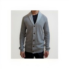 Men's Cardigan Soft Rib Knit Warm Shawl Neck Knitted Knitwear Top Size S-2XL