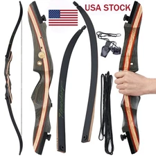 Archery Wooden Takedown Recurve Bow Right Hand 62" Hunting Target Bow 20-50lbs