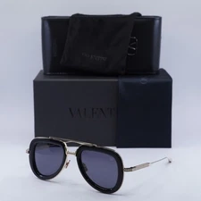 Valentino V-LSTORY VLS-129A Shiny Black/Gold/Grey 50-21-140 Sunglasses New Au...