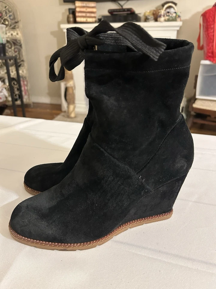 Botines Kate Spade Saunders de gamuza negros con cordones para mujer talla 8,5 Foto 4 de 4