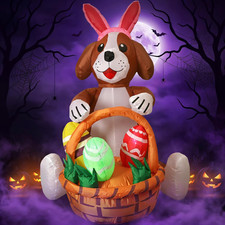 5Ft Halloween Inflatable Dog Decoration with Built-In LED Lights  Brown Puppy w