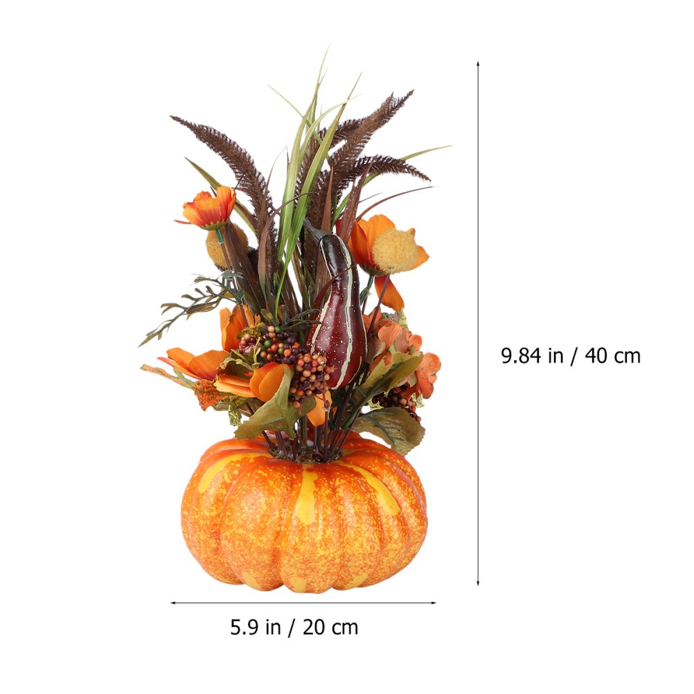 Fall Pumpkin with Stems Decorative Pumpkins Simulation Natural Maple Leaves