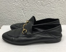 Gucci Jordaan Horsebit Loafer Sz 35.5 EU 5.5 US Black Leather Slip On Flat BB17