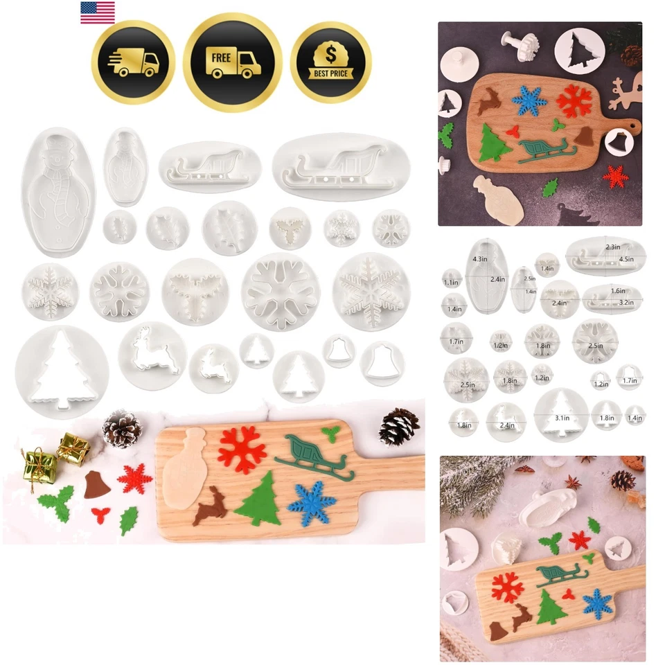 Weihnachten Ausstechformen Set 22 Teile Stößel Fondant Plätzchenform zum Backen