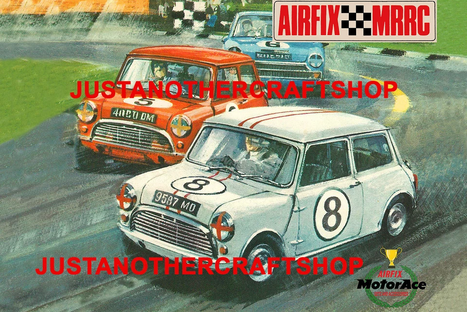 AIRFIX/MRRC Cartel Airfix Mini Cooper años 60 tamaño A3 publicidad tienda letrero caja obras de arte coche ranura