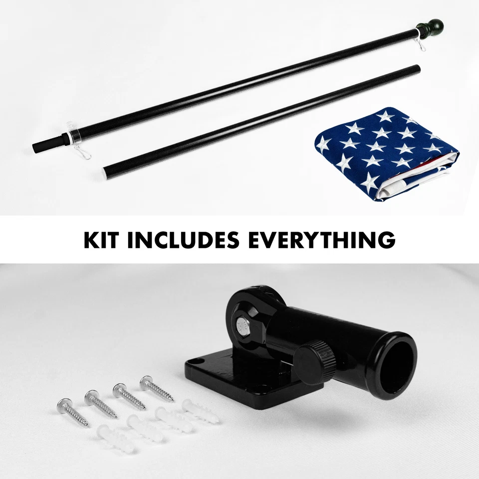 Asta de bandera de aluminio G128 de 6 pies (negra) bandera de Estados Unidos hilada poliéster 3x5 pies Foto 2 de 4