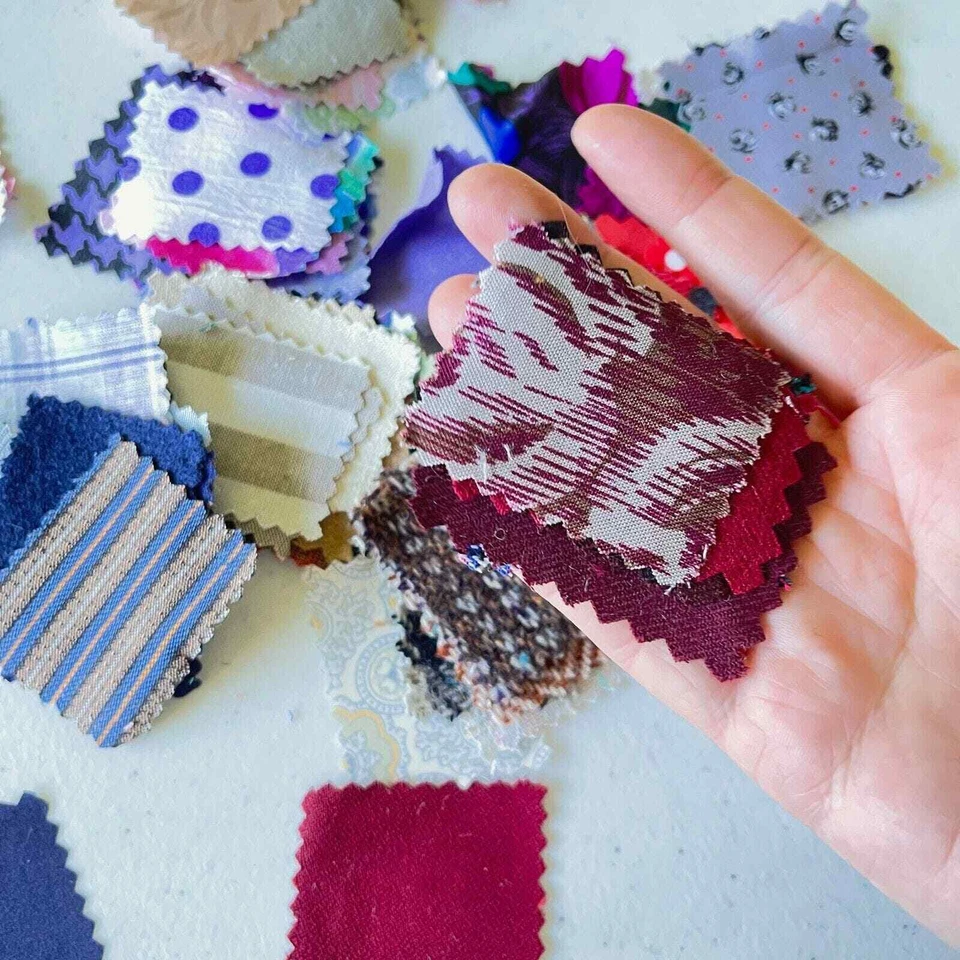 quilting fabric precut squares mixed multicolored plaid checkered floral cotton - Image 2 of 4